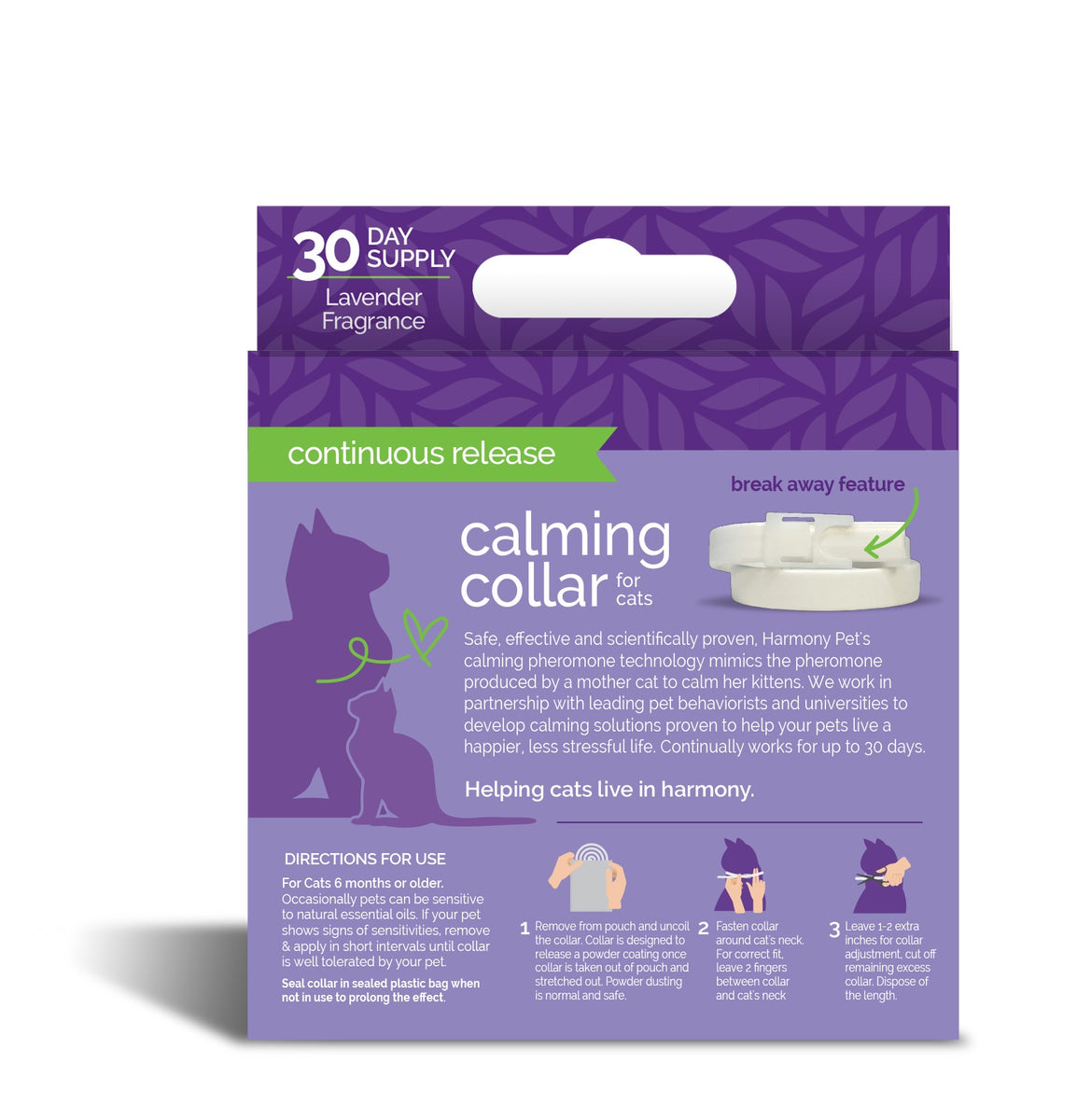 Vetality Harmony Pet Calming Collar for Cats - Pet Calming Aid For Elderly Cats With Cognitive Decline
