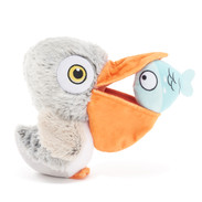 plush pelican and fish dog toy