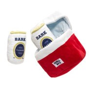 red and white cooler with two "BARK" lager cans